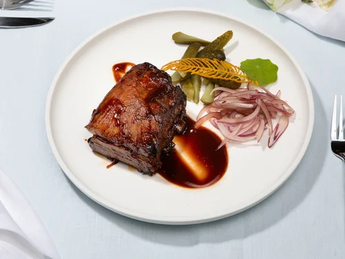 Свиные ребрышки в соусе кассис